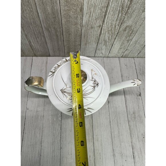 Vintage Kutani Ware Teapot 7" Tall & Plate 7" DIA Bamboo Village Golden Design - Picture 13 of 14